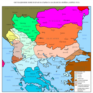 Карта на Балканите според Лондонския мирен договор