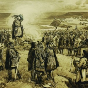 Хан Крум с войската си преди поход - картина Д. Гюдженов